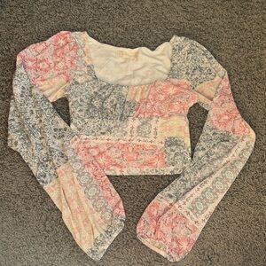 Altar'd State Multicolor Patchwork Crop Top Size XS